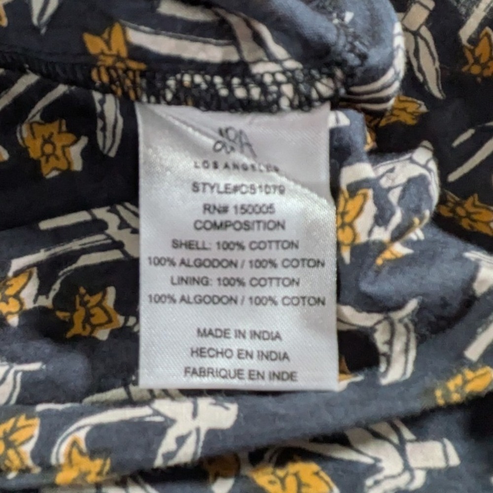 dRA Los Angeles $154 Medium Black Yellow Tiered Ruffle Floral Cotton Mini Dress - Picture 10 of 10